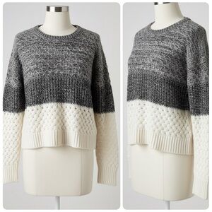 VS Gray Black Ivory Colorblock Chunky Knit Sweater Mohair Wool Blend Size Large